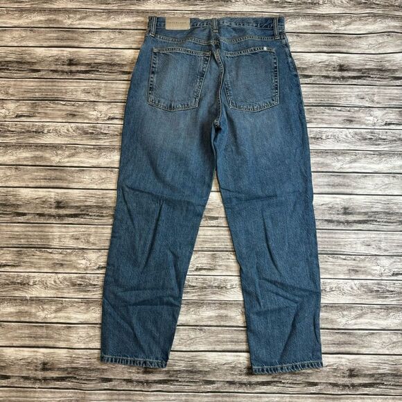 Everlane Women's Distressed Ripped Straight Leg Button Fly Tapered Jeans 31 Blue - Picture 3 of 13